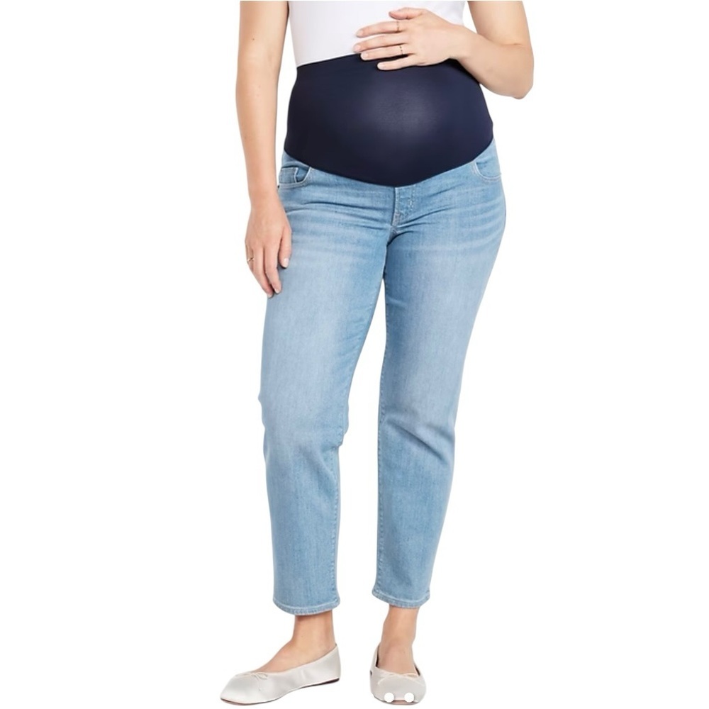 Old Navy Maternity O.G. Straight Leg Light Blue Jeans Size 4 Full Panel